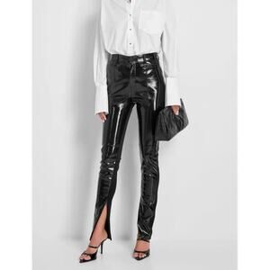 DAVID KOMA High Rise Patent Leather Panel Leggings In Black Size 22